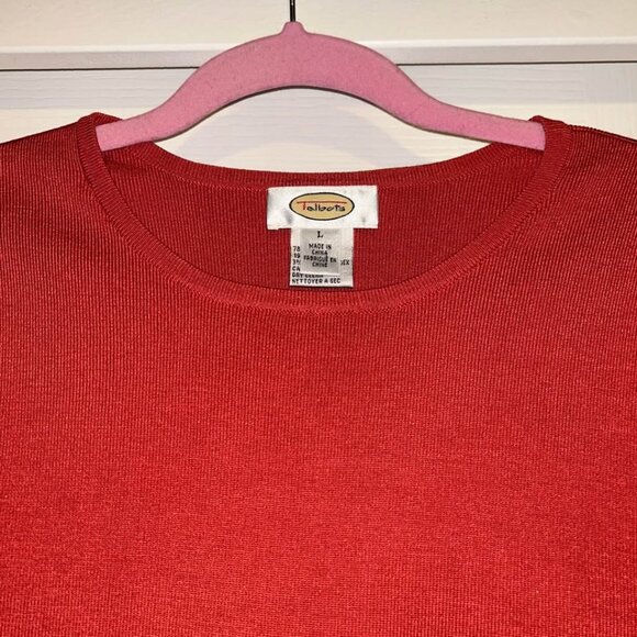Lot of 2 Talbots dark pinkish red short sleeve sweater tops woman's size L large - Picture 9 of 11